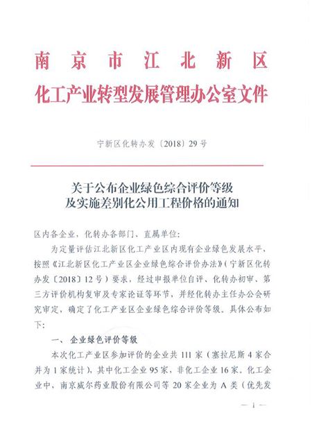 中圣集团下属两家子公司被南京市江北新区认定为绿色综合评价A类（优先发展）企业